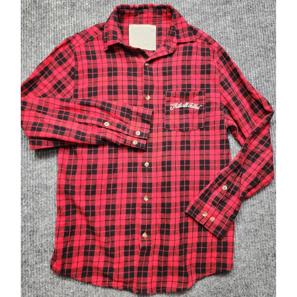 Cakeworthy Looney Tunes Bugs Bunny Red Plaid Flannel Shirt Small That's All Folk